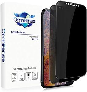 Omnifense 4 Way 360° Privacy Tempered Glass Screen Protector for iPhone 11 Pro Max/iPhone Xs Max, Horizontal and Vertical Anti Spy 9H Scratch Resistant Case Friendly, 2 Pack