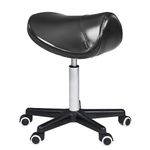 Master Massage Ergonomic Saddle Chair-Saddle Stool- Hydraulic Swivel Rolling Chair-Salon Clinical Tattoo Dentist Clinic Stool, Spas, Salons Stools, Workshop Office Use,Black