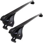 Summit SUP-857 Premium Integrated Railing Bar for Cars with Running Rails, Black Steel, Set of 2