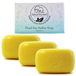 Dead Sea Sulfur Soap 4.4 oz 3 Pack (3 Soap Bars) by Natural Elephant