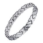 Jecanori Lymph Drainage Magnetic Bracelets for Women~Magnets Therapy Bracelet for Arthritis Pain Relief~Titanium Steel Crystal Bracelet~Christmas Jewelry Gift with Adjust Tool(Silver)