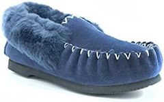 Yellow Earth Unisex Moccasin EVA Sheepskin Ugg Slipper, Navy, US M13/W15