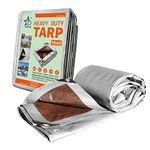 STARPYNG - Heavy Duty 10 Mil Sliver/Brown Poly Tarp Cover,Thick Waterproof, UV Resistant,can be Used to Cover Cars, Swimming Pools, Boats, courtyards, etc(Silver/Brown, 10 * 12feet)