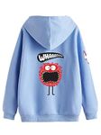 Veirdo Cotton Fleece Regular Fit Hooded Sweatshirt Full Sleeves Skull Back Graphic Printed Jumper Power Blue Sweatshirt for Men & Boys (W_05_Skull_LB_M)