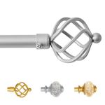Sharpliving Silver Curtain Rod with Brackets Adjustable 48 to 84 Inch Long, 3/4 Inch Diameter Steel Tube with Spiral Finial for Patio Door, Sliding Glass Door, Living Room, Bedroom Windows