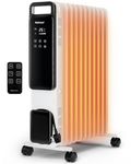 Pro Breeze 2500W 11 Fin Oil Filled Radiator with Digital Display, Adjustable Thermostat, 24 Hour Timer, 3 Heat Modes, Child Lock, Overheat & Tip-Over Protection, Portable Oil Heater for Home - White