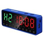 HONMAX Portable Gym Timer, Fitness Timer Clock, Home Garage Gym Workout Timer, Built-in Strong Magnet and Lithium Battery and Beat Function, Large LED Digital Anti-Vertigo Display(Black+Blue)