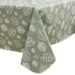 Heavy Duty Vinyl Tablecloth with Flannel Backing Waterproof Oil-Proof PVC Table Cloth Stain-Resistant Wipeable Rectangle or Square Table Cover (Leaves, 54X54 Inch)