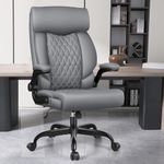 BestGlory Office Chair, High Back Executive Office Chair Ergonomic Computer Desk Chair with Rocking Function, Leather Managerial Office Chair with Adjustable Flip-Up Armrests and Lumbar Support