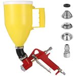 yeesport Drywall Texture Sprayer Hopper, Pneumatic Hopper Spray Gun with Bent Tube, 0.8 Gallon Plastic Cup, 3 Replaceable Nozzles for Wall Ceiling Stucco Plaster Waterproof Coating