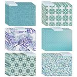 24 Pack Decorative File Folders in 6 Blue Tones Floral Designs, Letter Size, 9.5 x 11.5 in.