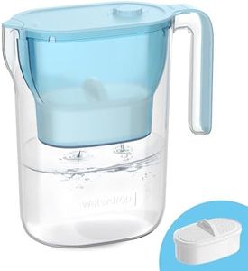 Waterdrop Water Filter Jug, NSF Certified 2.5L Water Filter Jug with 1×90 Days Filter, Reduces Lead, Fluoride, Chlorine and More, BPA Free, Blue (Replacement Filter: WD-PF-01A Plus)