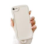 Ownest Compatible with iPhone 7 iPhone 8/SE/2020/2022 Case Cute Curvy Simple Wave Frame Case Aesthetic Design Solid Color Girls Women TPU Shockproof Silicone Slim Phone Case for iPhone 7 - Beige