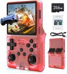 FVBADE[30000 in 1] R40S PRO Handheld Game Console 3.5 inch IPS Screen Mini Retro Console 3800mAh Portable Pocket Arcade 45+ Mainstream Emulator 256G TF Card Transparent.(Red)
