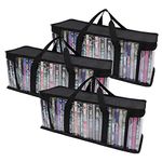 WEARTER DVD Storage Bags DVD Cases(3-Pack) Holds 120 Total Movies or/PS4 Video Games/Blu-ray with Handles, Portable Black DVD Holder Organizer for Media