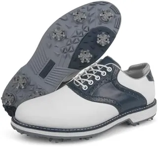 Zakey Spikes Golf Shoes Men Professional Golf Shoes Waterproof Walking Footwears for Golfers Outdoor Gym Sneakers (8,WhiteBlue)