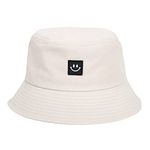 imKutie Kids Smile Face Sun Hat, UPF 50+ Toddler Boys Girls Summer Bucket Hat Wide Brim Unisex Beach Hats Caps for 2-8 Years Beige