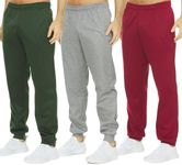DARESAY Mens 3 Pack Dry Fit Fleece Athletic Workout Jogger Sweatpants for Men with Pockets and Drawstring Size S-3XL