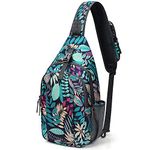 G4Free Sling Bag RFID Blocking Sling Backpack Crossbody Chest Bag Daypack for Hiking Travel(Maple Leaf Blue)