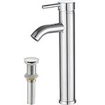 Greenspring Chrome Vessel Sink Faucet Modern Single Handle Bathroom Faucet for Sink 1 Hole, Commercial Lavatory Vanity Basin Mixer Tap, Pop Up Drain Included