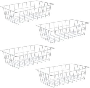 Orgneas Freezer Organizer Bins Metal Wire Storage Baskets for Upright Refrigerator Chest Freezer, Kitchen Pantry Storage and Organization for Fruit Vegetable Soda Cans Toys and Snacks, Set of 4