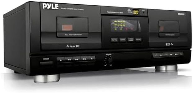 Pyle Dual Stereo Cassette Tape Deck - Clear Audio Double Player Recorder System w/ MP3 Music Converter, RCA for Recording, Dubbing, USB, Retro Design - For Standard / CrO2 Tapes, Home Use - PT659DU