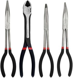 MFBJXC 4-Piece 11" Extra Long Needle Nose Pliers Set with Insulated Comfort Grip, Straight Long Reach Pliers, 45/90°Bent Nose Pliers, Diagonal Pliers for Bending Shaping Trimming in Narrow Spaces
