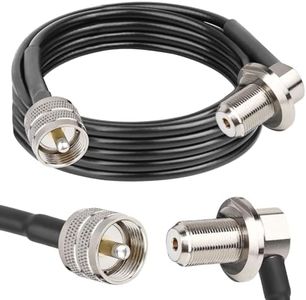 MOOKEERF RG58 UHF PL259 Male to SO239 Female Right Angle Bulkhead Mount Cable - 10FT CB Antenna Extension Cable CB Coax Cable for Vehicle Car SUV Truck Two Way Radio Ham Radio
