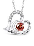 T400 Heart Necklace for Women 925 Sterling Silver Birthstone Necklace I Love You to The Moon and Back Jewelry Birthday Anniversary for Women （01-Jan)