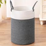 INDRESSME Tall Laundry Hamper Large Rope Basket for Blanket in Living Room Modern Hamper Basket Grey Basket for Toy Storage, 19.7''H 13.8''D