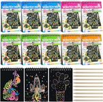 Evissa Scratch Note Colorful Magic Art Craft Kit Includes Multicolour | Birthday Return Gifts For kids | Scratch Book for Kid's | Creative Drawing Activity Toy | Educational Stationary Kit | Ideal for Birthday, Return Gift Aged 3-12 | Pack of 10