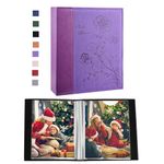 Artmag Small Photo Album 4x6 Photos, 2 Packs Leather Cover Mini Photo Book, Each Album with 26-Clear Page Holds 52 Pictures, Artwork or Postcards Storage (Purple)