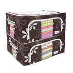 BlushBees Oxford fabric Living Box - Closet Organizer Cloth Storage Boxes for Wardrobe - 44 Litre (Pack of 2, Brown)