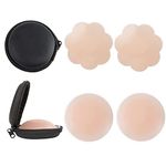 MYZA Women's Reusable Nipple Cover - Silicone Nipple Cover Bra Pad - Adhesive Reusable Nipple Pads - Thin Silicone Nipple Cover Pasties Beige