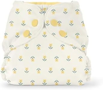 Esembly Cloth Diaper Cover - Reusable Swim Diaper, Waterproof, Breathable - Adjustable Outer Layer Over Absorbent Inner for Blowout Protection - Buds, Size 1 (7-17 lbs)