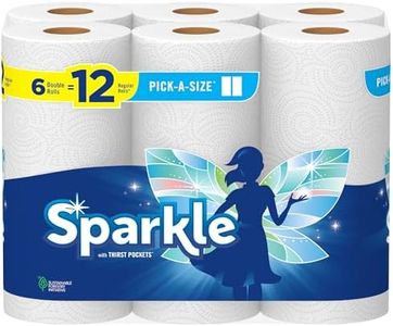 Sparkle Pick-A-Size Paper Towels, 6 Double Rolls = 12 Regular Rolls, Everyday Value Paper Towel With Full And Half Sheets