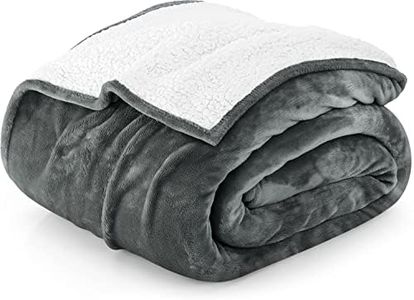 Utopia Bedding Sherpa Bed Blanket Queen Size Grey 480GSM Plush Blanket Fleece Reversible Blanket for Bed and Couch (90x90 Inches)