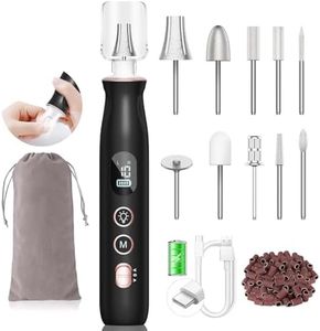 Electric Nail File Drill: HSKAI Nail Drill with LCD & Lamp, Long-Lasting Thick Toenail Grind, Rechargeable & Cordless Toe Nail Filer Tools for Manicure and Pedicure, Gifts for Women and Men