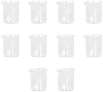 Glass Beaker, 10Pcs 50mL Lab Beakers Glass Graduated Beaker Set, Professional Borosilicate Glass Measuring Beakers for Laboratories Classrooms