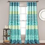 Lush Decor Bohemian Stripe Window Curtain Colorful Bold Design Panel Pair, 52" W x 95" L, Blue & Green