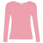 GUBA® Girls T Shirt Long Sleeve Top Kids Plain Basic Uniform T-Shirt Crew Neck Tee Size 5-13 Years (7-8 Years, Baby Pink)