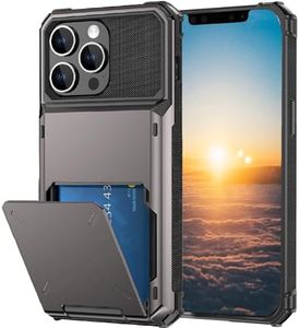 for iPhone 13 Pro Case with Card Holder[Store 5 Cards] Wallet Case with Hidden Card Slot, Heavy Dual Layer Shockproof Protective Phone Cover for Apple iPhone 13 Pro (Grey) 6.1"