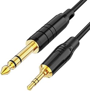 CableCreation 3ft 3.5mm 1/8" Male Stereo to 6.35mm 1/4" Male TRS Stereo Audio Cable Gold Plated Compatible with iPod, Laptop, Home Theater, Amplifiers, Guitar and More,1 Meter/Black