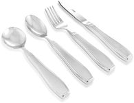 Weighted 7 oz Eating Utensils by Celley, 4pc Stainless Steel Knife Fork Spoon Set for Tremors and Parkinsons Patients