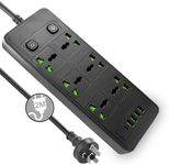 Yakiter 11 in 1 Universal Power Strip with USB, Extension 2M Cord with 6 Wide AC Outlets and 5 USB Ports, 110-240v, Max 4000w, Wall Mount International Plug Extender for Overseas Travel Work