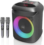 AIMAX Karaoke Machine with Bluetooth and 2 Wireless Microphones for Adults & Kids Singing, Portable Speaker with Mic for Home Outdoor Party, Battery Powered 7-Hour Playtime, Supports Mic/AUX/USB/TF