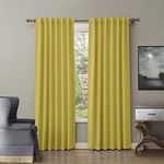 ChadMade Back Tab/Rod Pocket Yellow 52Wx84L Inch (Set of 2 Panels) Solid Thermal Insulated Blackout Curtain Drape