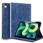 Gexmil Leather Case for iPad Air 11 Inch M2 2024,iPad Air 10.9 Inch 5th/4th Genration 2022/2020,Genuine Leather Folio Flip Cover with Stylus Holder Shockproof Adjustable Stand Auto Wake/Sleep,Blue