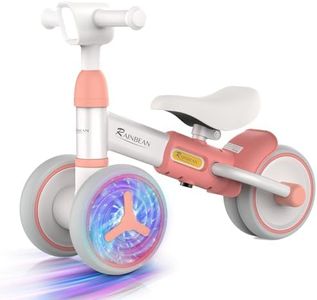 RAINBEAN Baby Balance Bike Colorful Lighting for Toddler 1-3 Years Old Girl Boy Gifts 12-36 Months No Pedal Balance Bike with 4 Silence Wheels Adjustable Soft Seat First Birthday Gift (Pink)
