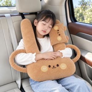 FFKQBH Kids Car Sleeping Pillow, Reversible U-Shaped Travel Neck Pillow (Brown – Cloud Bear)